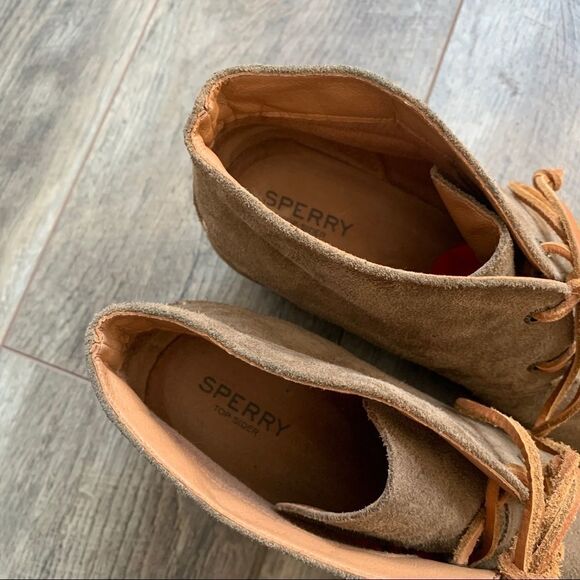 Sperry Celeste Prow Tan Taupe Wedge Heel Booties Size 10 - Picture 5 of 11